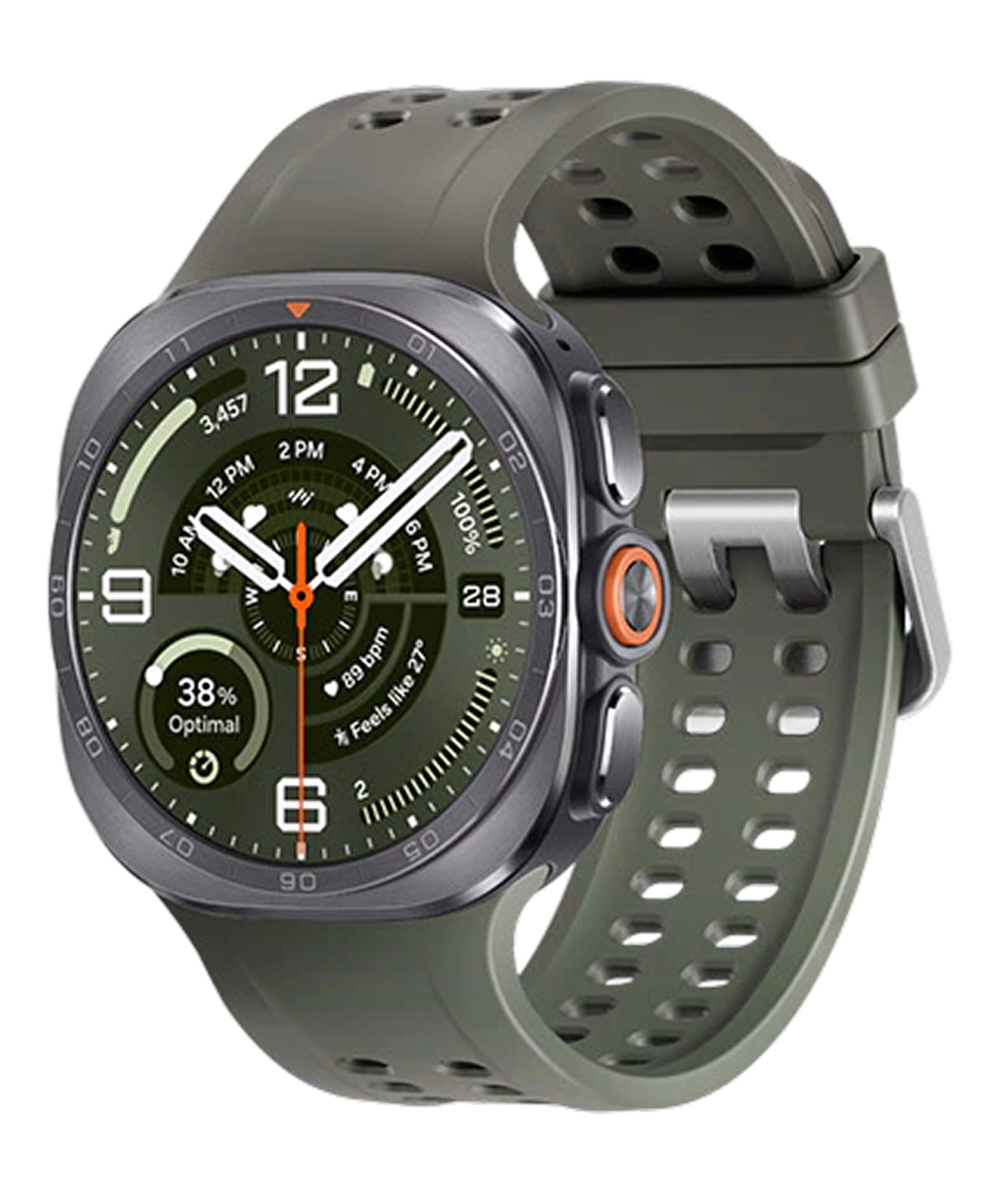 Samsung Galaxy Watch Ultra2 4G LTE 47mm Titanium Silver Case with Olive Marine Band S/M/L