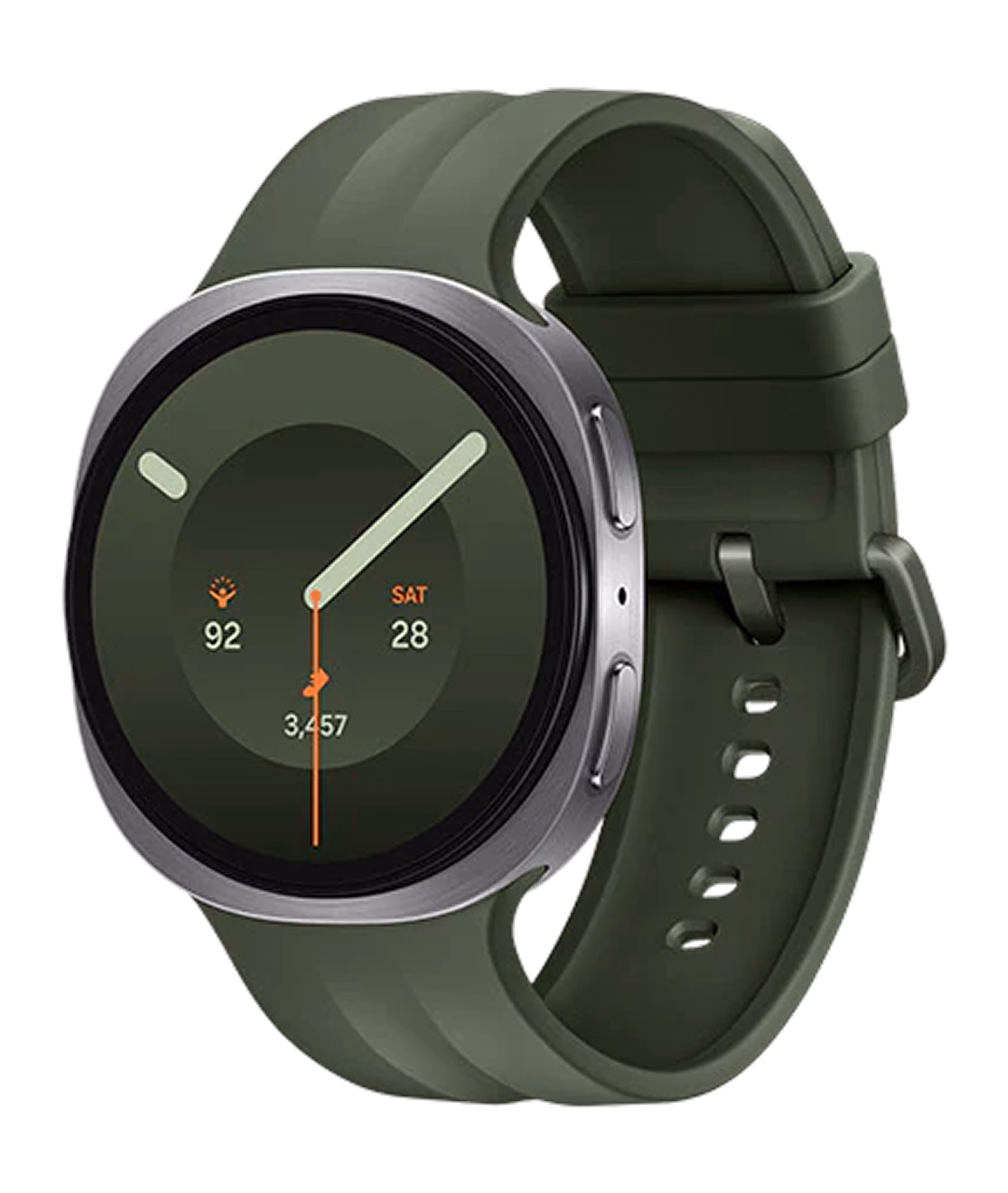 Samsung Galaxy Watch9 4G LTE 44mm Silver Case with Olive Sport Band M/L