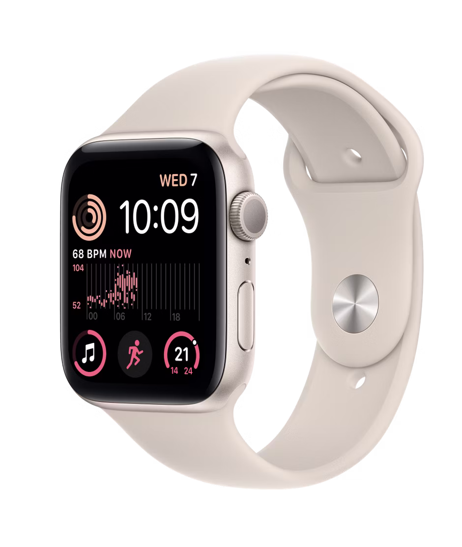 Apple Watch SE (2022) GPS 44mm Starlight Aluminium Case with Starlight Regular Sport Band
