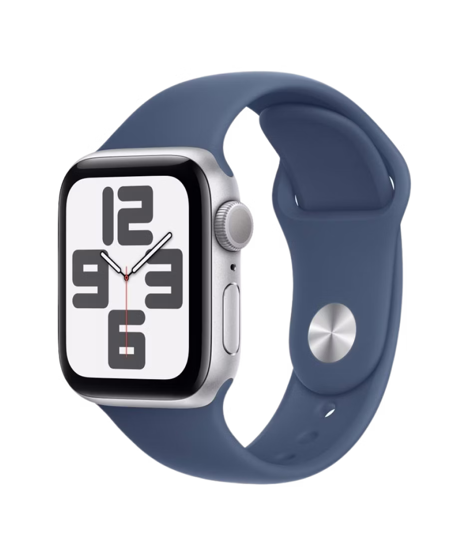 Apple Watch SE (2024) GPS 40mm Silver Aluminium Case with Denim S/M Sport Band