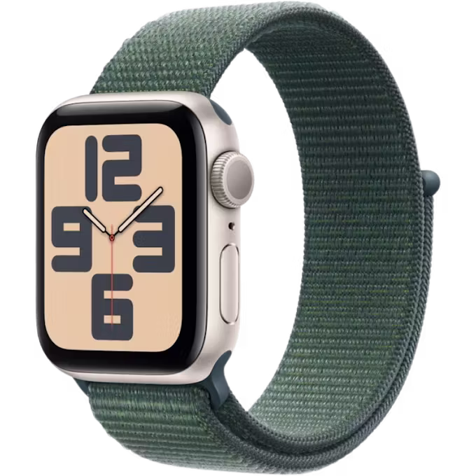 Apple Watch SE (2024) GPS 40mm Starlight Aluminium Case with Lake Green Sport Loop