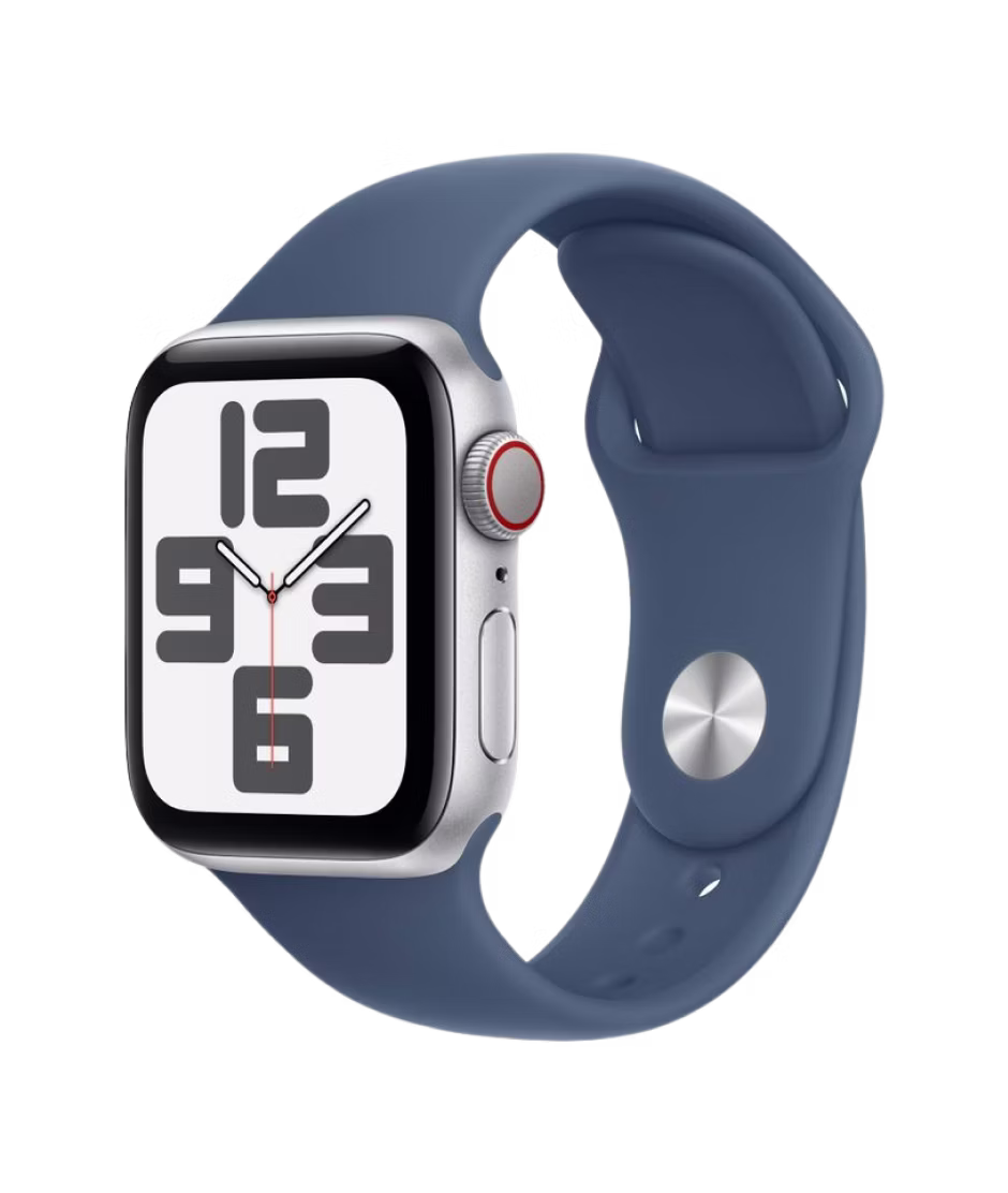 Apple Watch SE (2024) GPS + Cellular 40mm Silver Aluminium Case with Denim S/M Sport Band