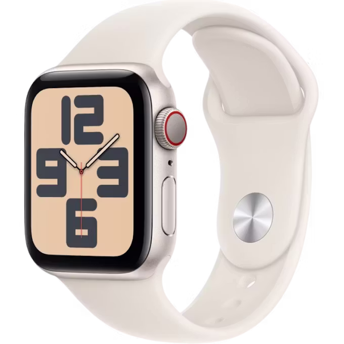 Apple Watch SE (2024) GPS + Cellular 40mm Starlight Aluminium Case with Starlight S/M Sport Band
