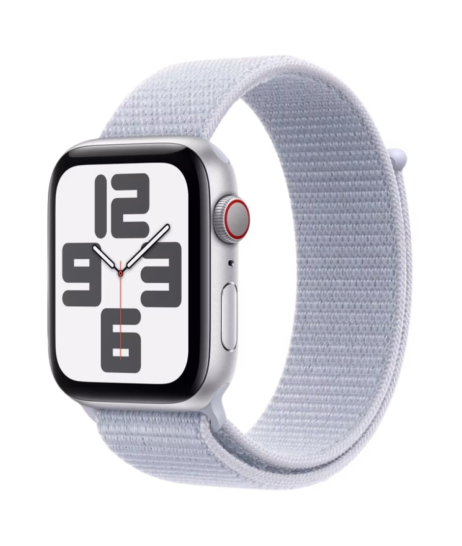 Apple Watch SE (2024) GPS + Cellular 44mm Silver Aluminium Case with Blue Cloud Sport Loop