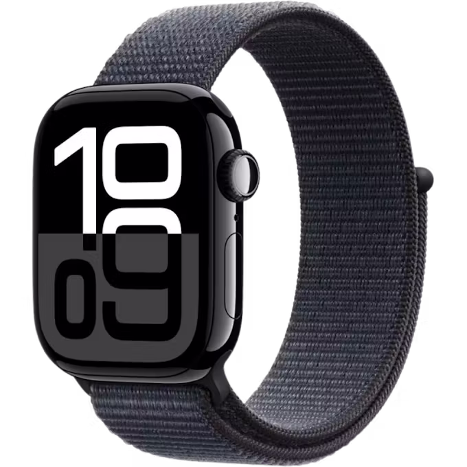 Apple Watch Series 10 GPS + Cellular 42mm Jet Black Aluminium Case with Ink Sport Loop