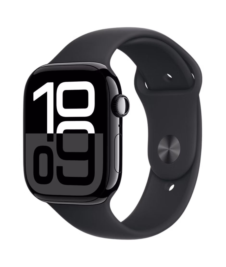 New Apple Watch Series 10 GPS + Cellular 46mm Jet Black Aluminium Case with Black M/L Sport Band