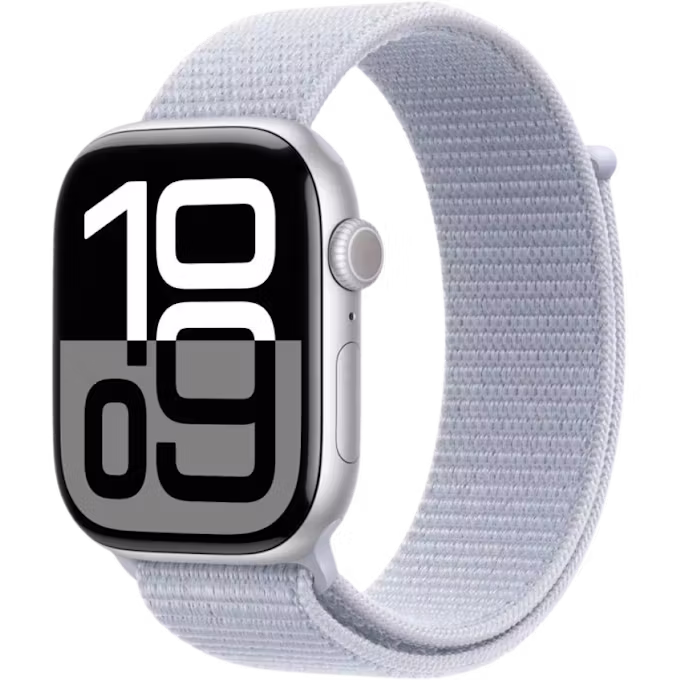 Apple Watch Series 10 GPS 46mm Silver Aluminium Case with Blue Sport Loop