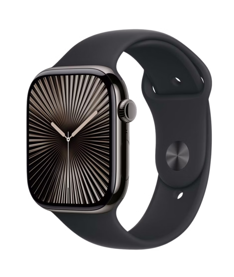 Apple Watch Series 10 GPS + Cellular 46mm Slate Titanium Case with Black M/L Sport Band