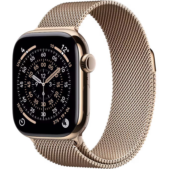 Apple Watch Series 11 GPS + Cellular 42mm Gold Titanium Case with Gold Milanese Loop
