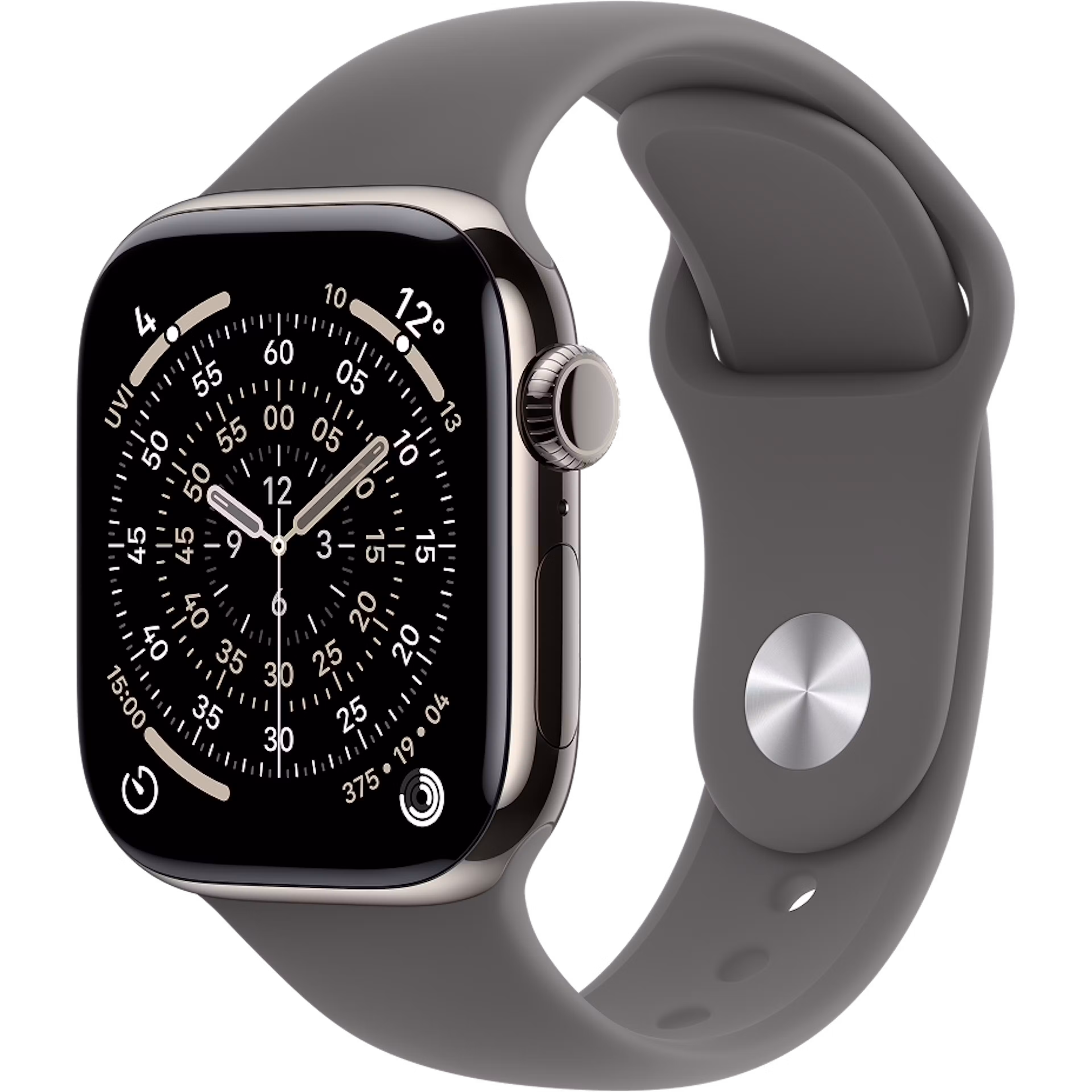 Apple Watch Series 11 GPS + Cellular 42mm Natural Titanium Case with Stone Grey Sport Band M/L