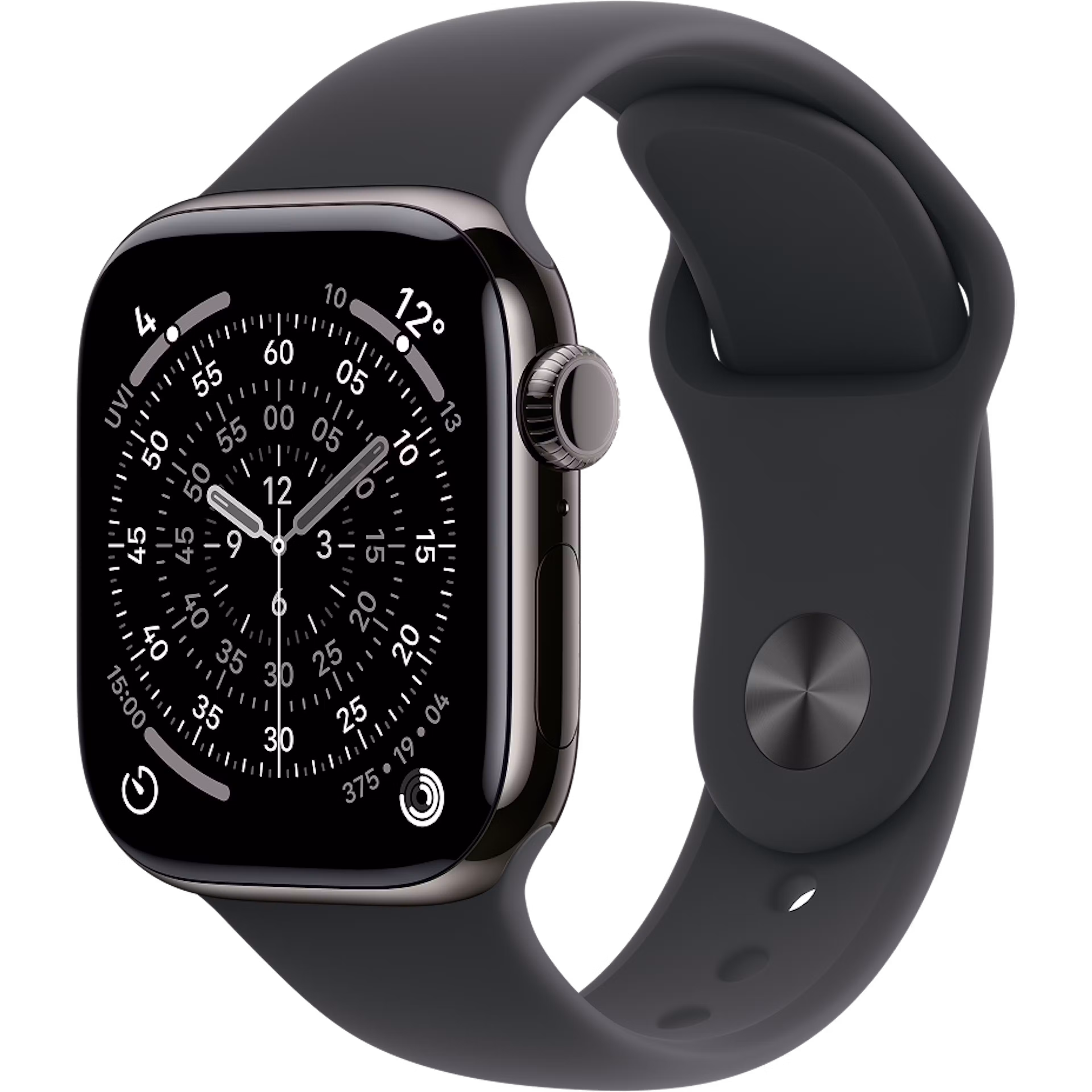 Apple Watch Series 11 GPS + Cellular 42mm Slate Titanium Case with Black Sport Band M/L