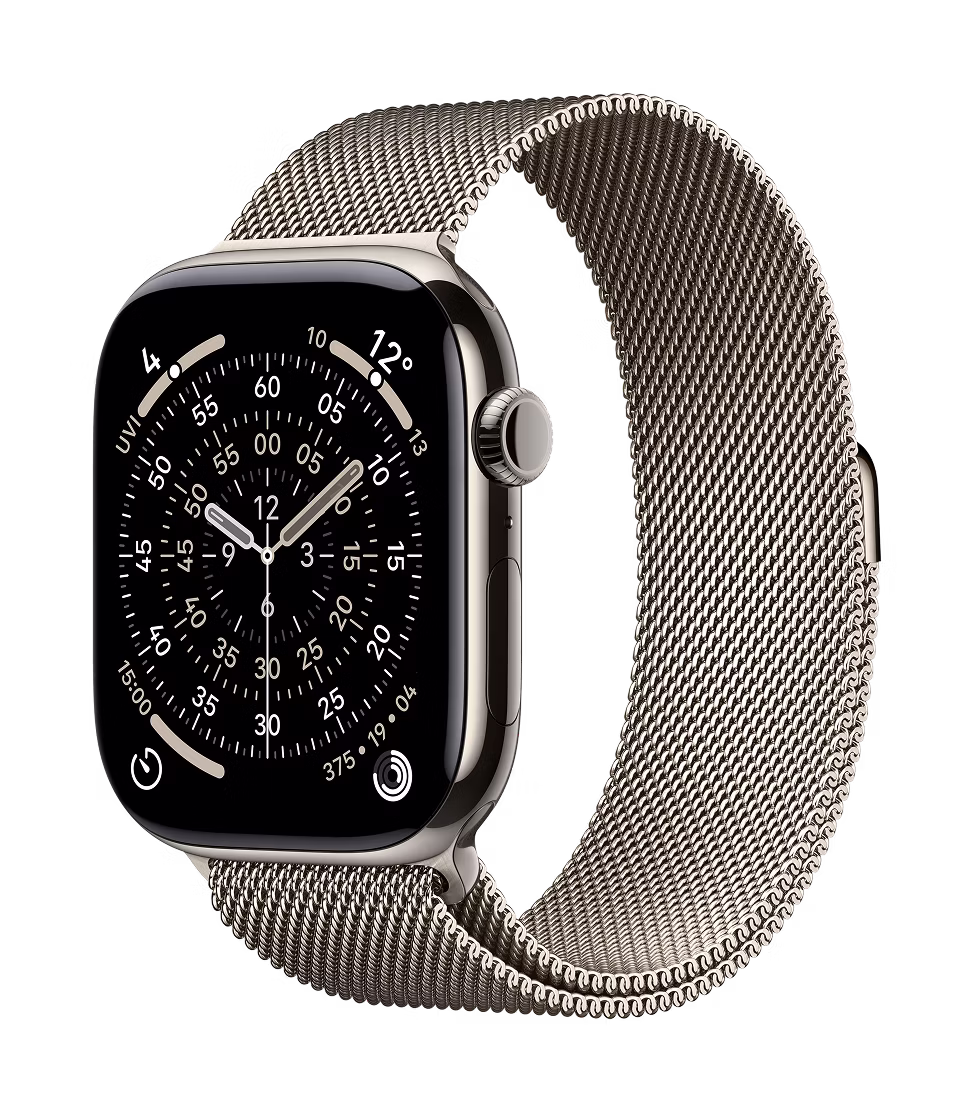 Apple Watch Series 11 GPS + Cellular 46mm Natural Titanium Case with Natural Milanese Loop M/L