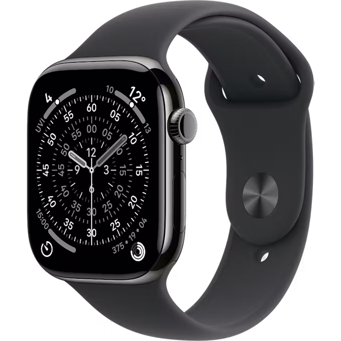 Apple Watch Series 11 GPS + Cellular 46mm Slate Titanium Case with Black Sport Band M/L