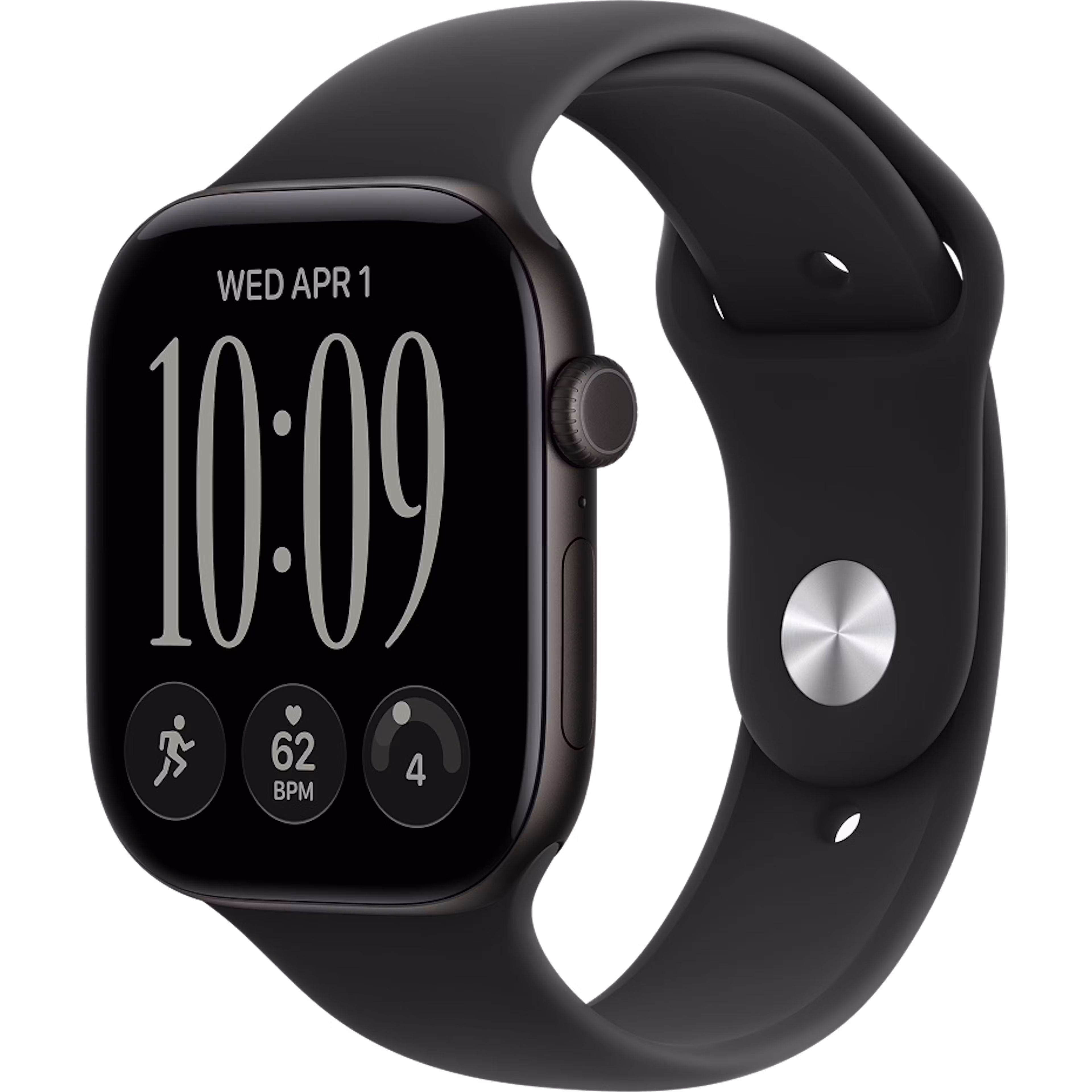 Apple Watch Series 12 GPS 46mm Black Aluminium case with Black Sport Band M/L