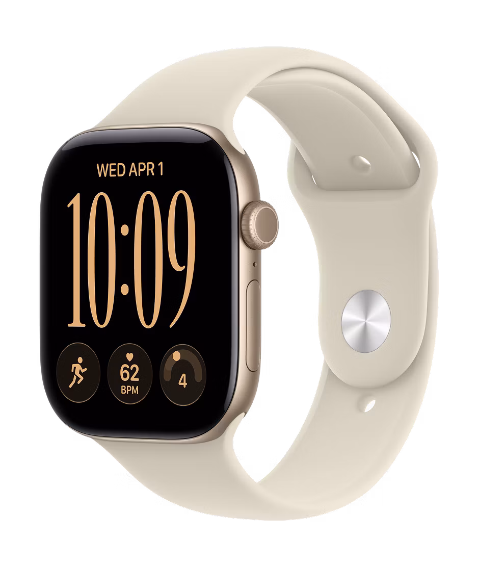 Apple Watch Series 12 GPS 46mm Light Gold Aluminium case with Sand Sport Band S/M