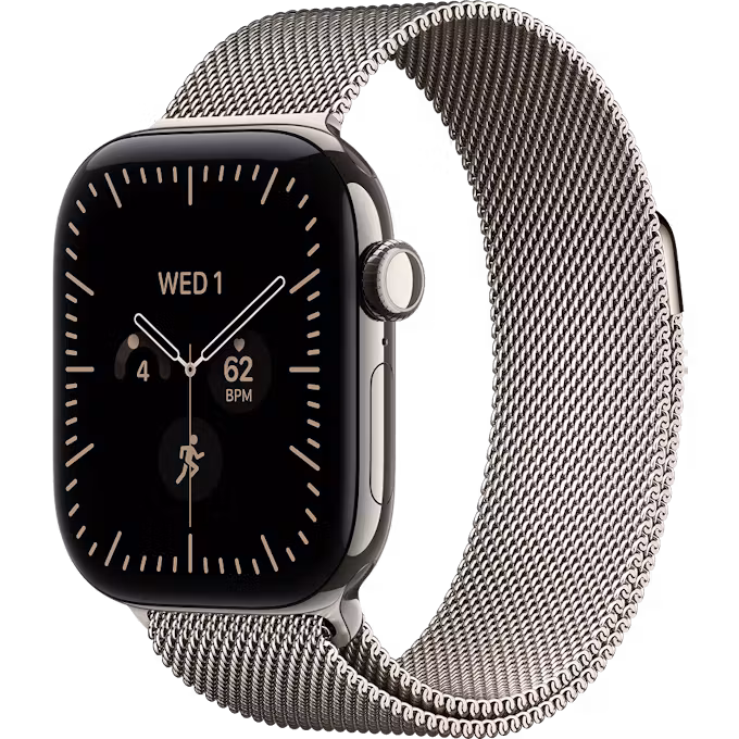 Apple Watch Series 12 GPS + Cellular 46mm Natural Titanium case with Natural Milanese Loop S/M