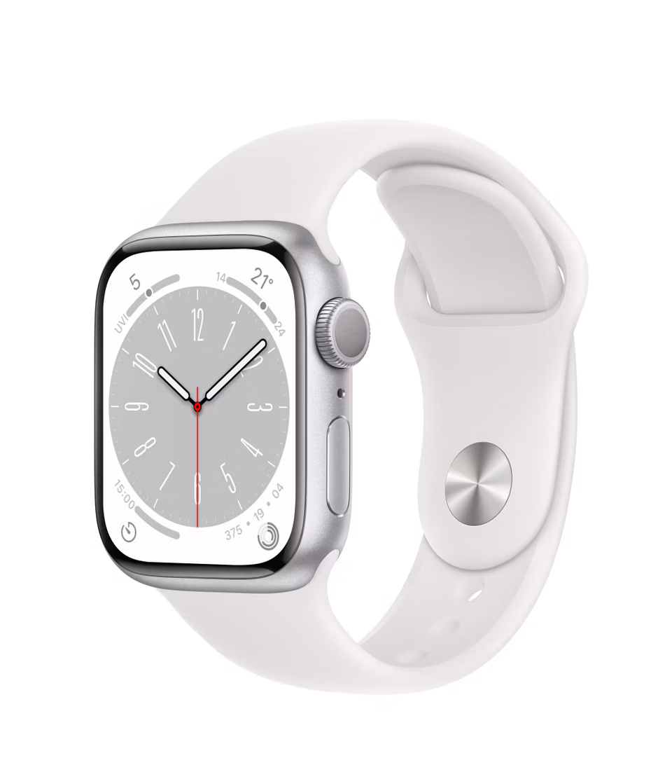 Apple Watch Series 8 GPS 41mm Silver Aluminium Case with White Regular Sport Band