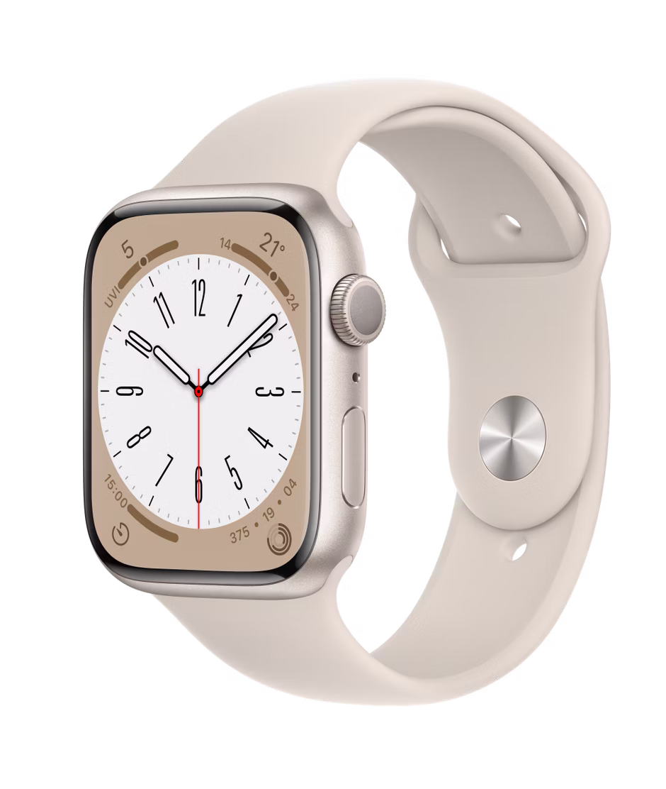 Apple Watch Series 8 GPS 45mm Starlight Aluminium Case with Starlight Regular Sport Band