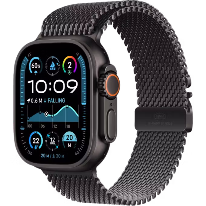 Apple Watch Ultra 2 GPS + Cellular 49mm Black Titanium Case with Black Titanium Milanese S Loop