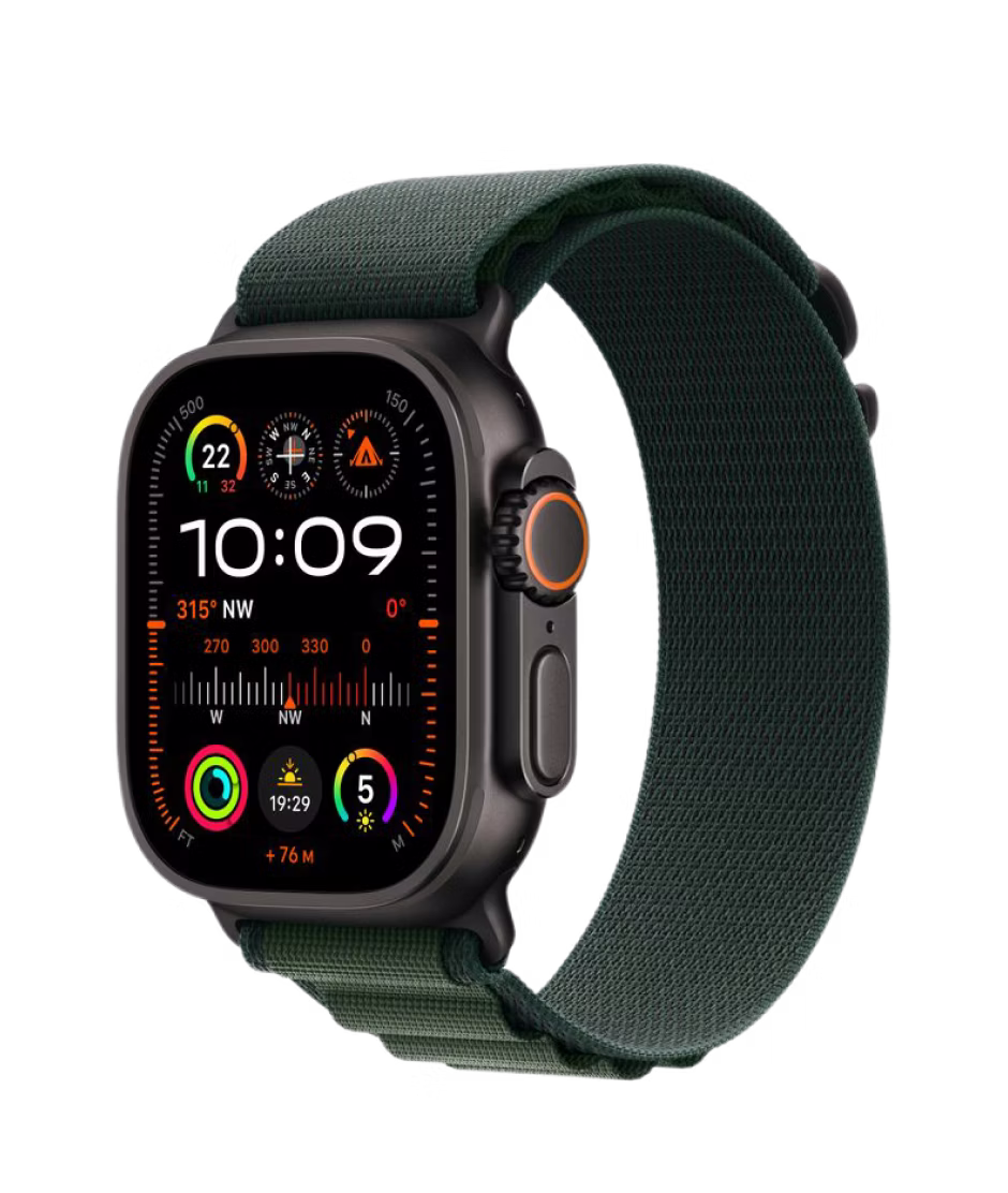 Apple Watch Ultra 2 GPS + Cellular 49mm Black Titanium Case with Dark Green Alpine S Loop