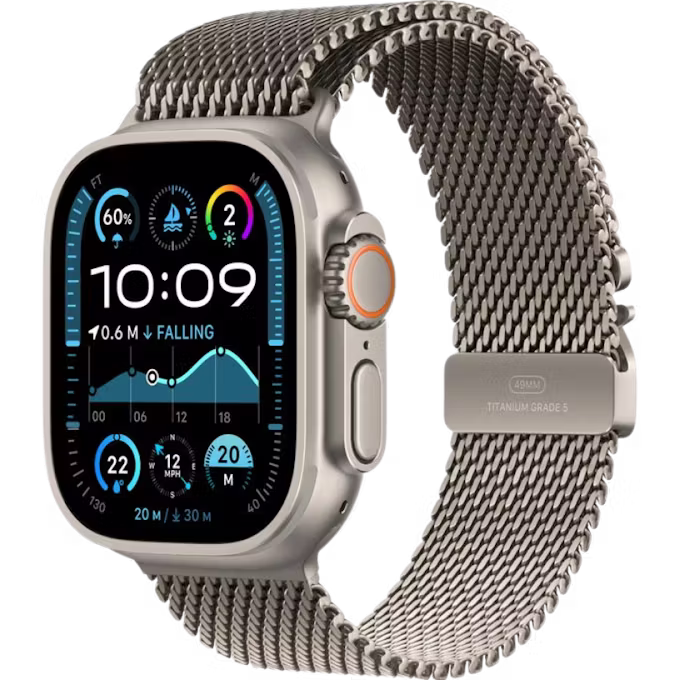Apple Watch Ultra 2 GPS + Cellular 49mm Natural Titanium Case with Natural Titanium Milanese L Loop