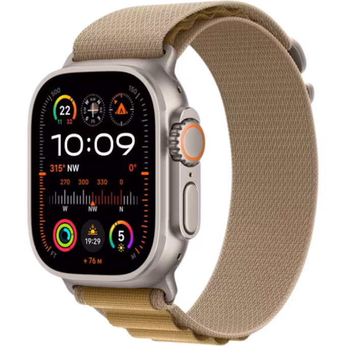 Apple Watch Ultra 2 GPS + Cellular 49mm Natural Titanium Case with Tan Alpine M Loop
