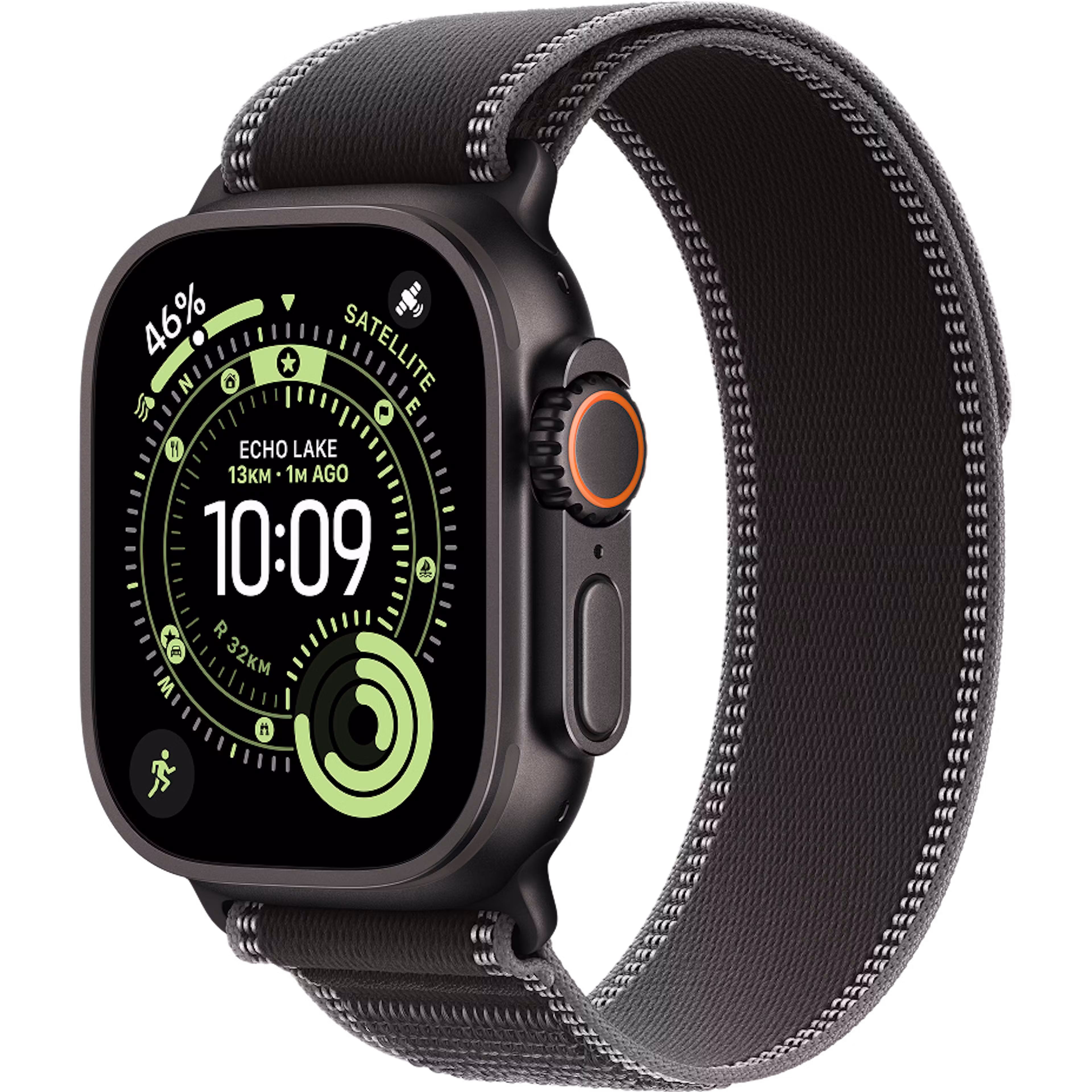 Apple Watch Ultra 3 GPS + Cellular 49mm Black Titanium Case with Black/Charcoal Trail Loop M/L