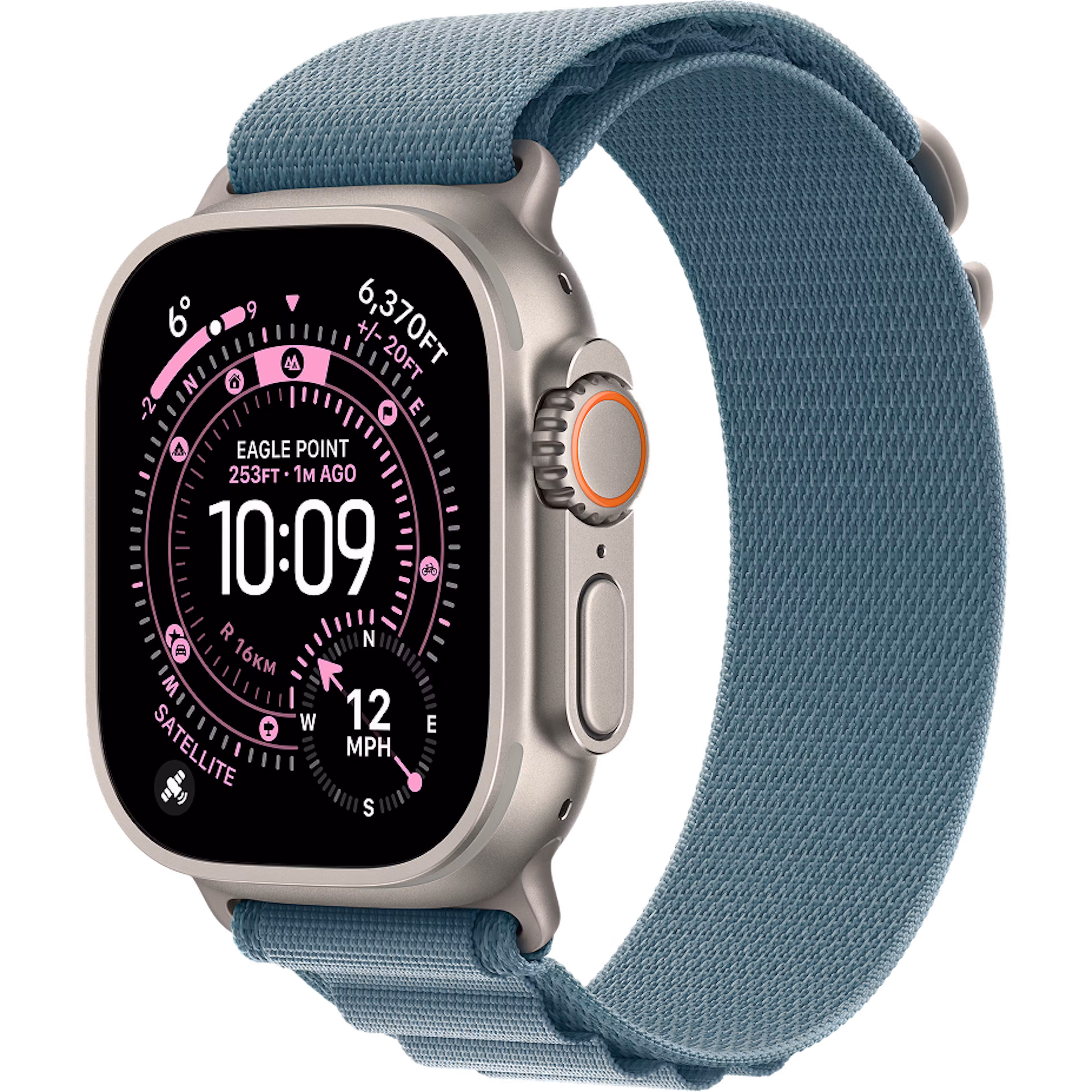 Apple Watch Ultra 3 GPS + Cellular 49mm Natural Titanium Case with Light Blue Alpine Loop Small