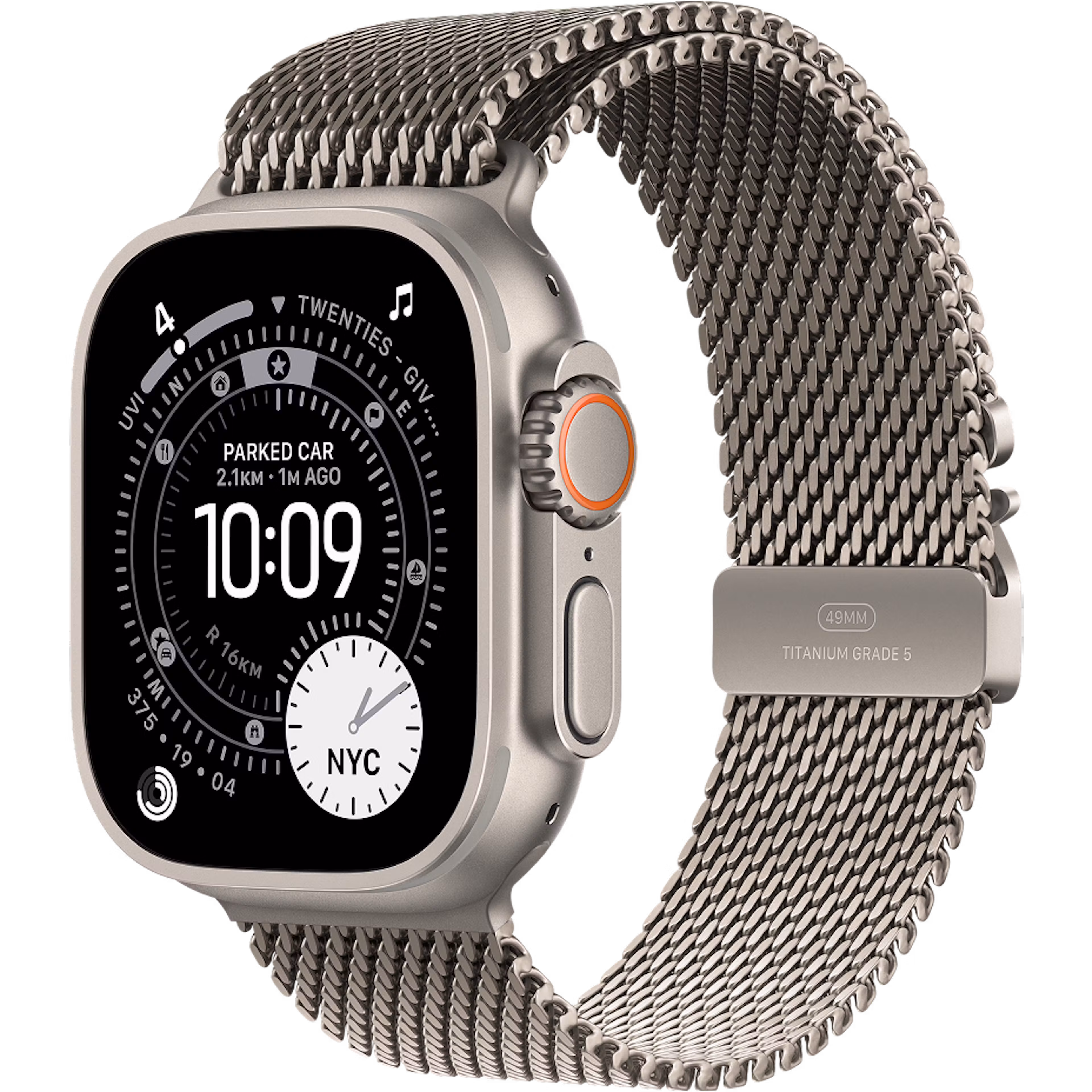 Apple Watch Ultra 3 GPS + Cellular 49mm Natural Titanium Case with Natural Titanium Milanese Loop Medium