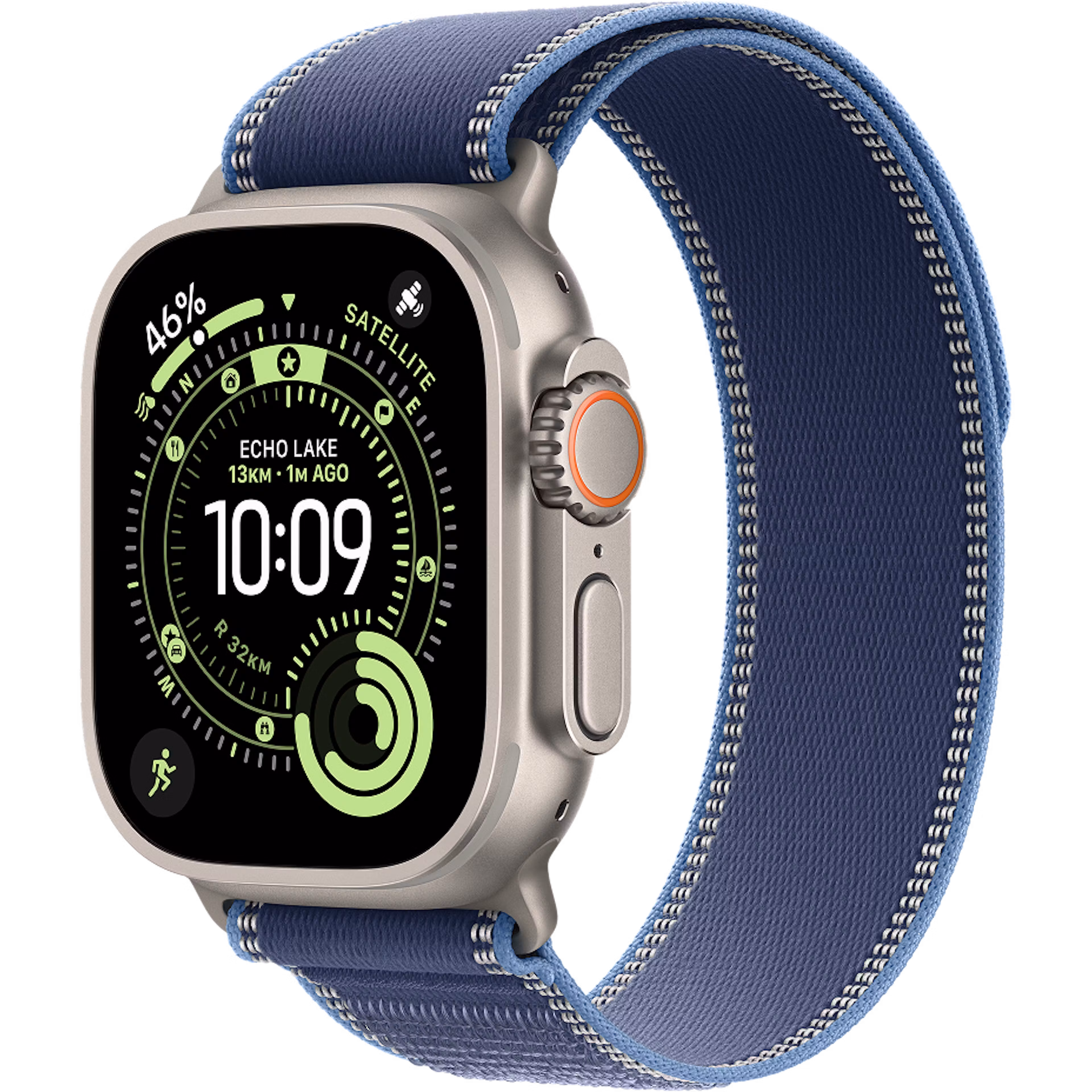Apple Watch Ultra 3 GPS + Cellular 49mm Natural Titanium Case with Blue/Bright Blue Trail Loop M/L