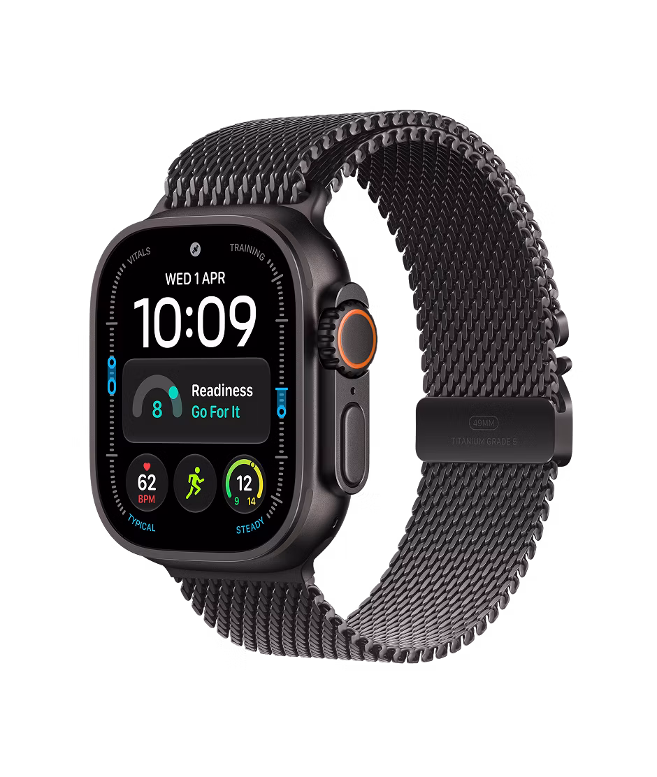Apple Watch Ultra 4 GPS + Cellular 49mm Black Titanium case with Black Titanium Milanese Loop L