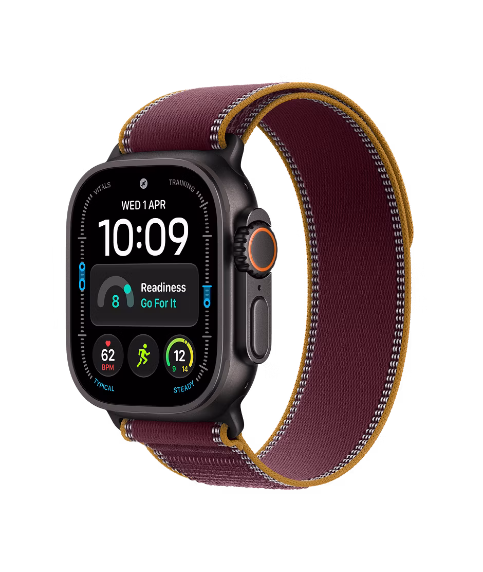 Apple Watch Ultra 4 GPS + Cellular 49mm Black Titanium case with Burgundy Trail Loop M/L