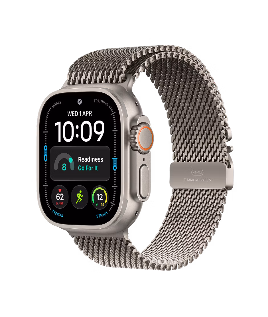 Apple Watch Ultra 4 GPS + Cellular 49mm Natural Titanium case with Natural Titanium Milanese Loop M