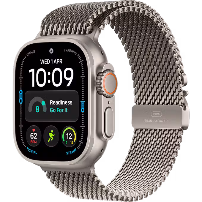 Apple Watch Ultra 4 GPS + Cellular 49mm Natural Titanium case with Natural Titanium Milanese Loop M