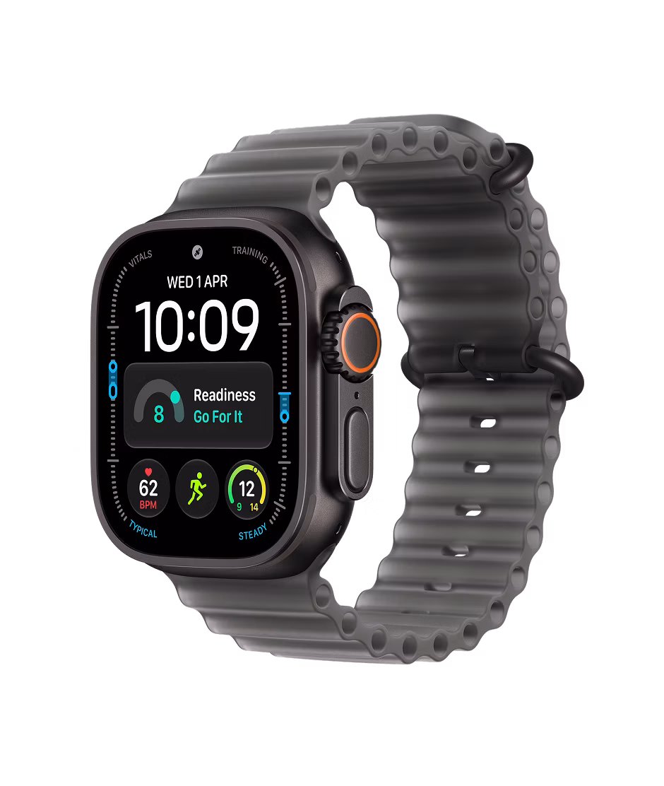 Apple Watch Ultra 4 GPS + Cellular 49mm Black Titanium case with Translucent Black Ocean Band