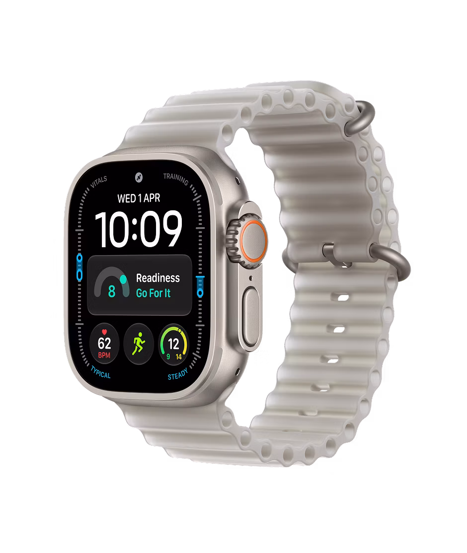 Apple Watch Ultra 4 GPS + Cellular 49mm Natural Titanium case with Translucent Grey Ocean Band