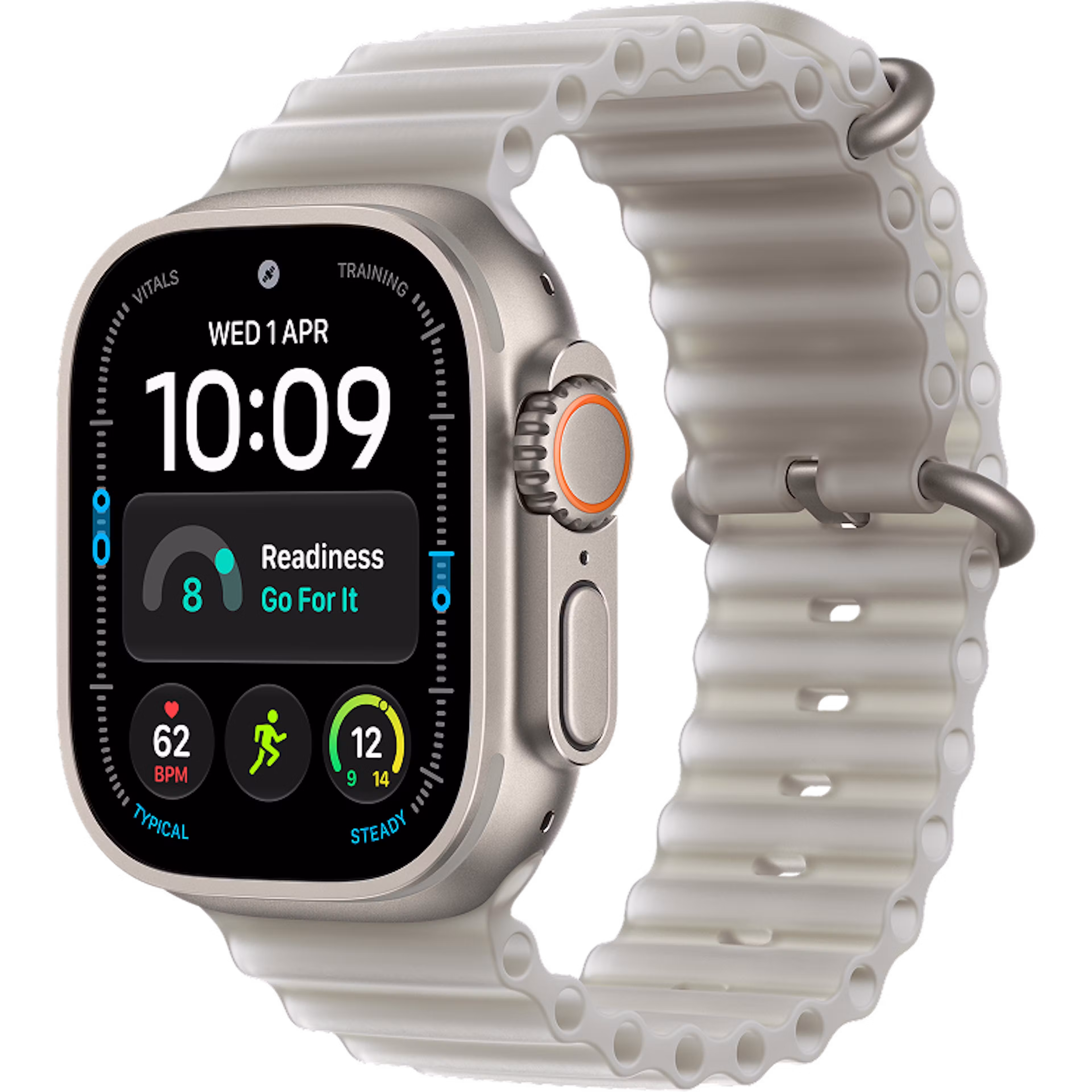 Apple Watch Ultra 4 GPS + Cellular 49mm Natural Titanium case with Translucent Grey Ocean Band