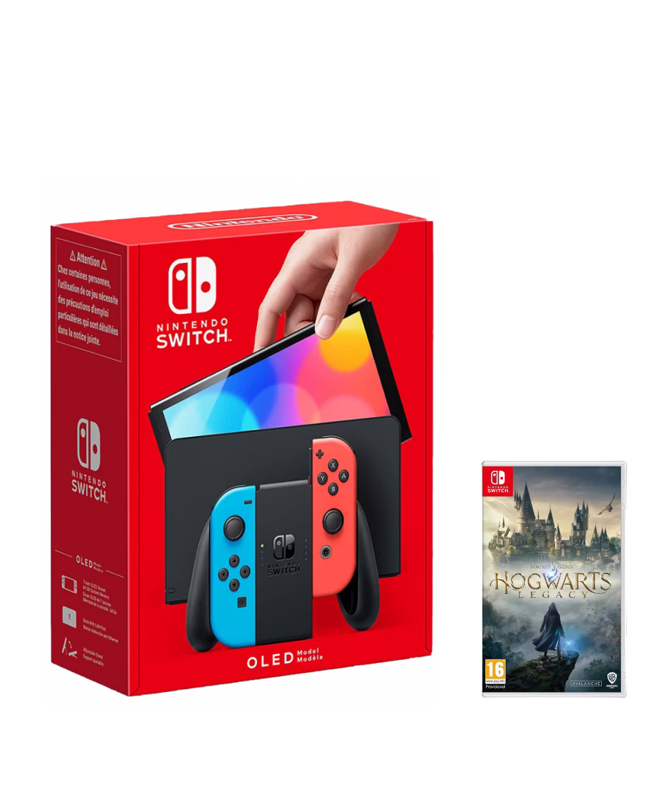 Nintendo Switch OLED Model with Hogwarts Legacy Bundle - Neon Blue/Neon Red