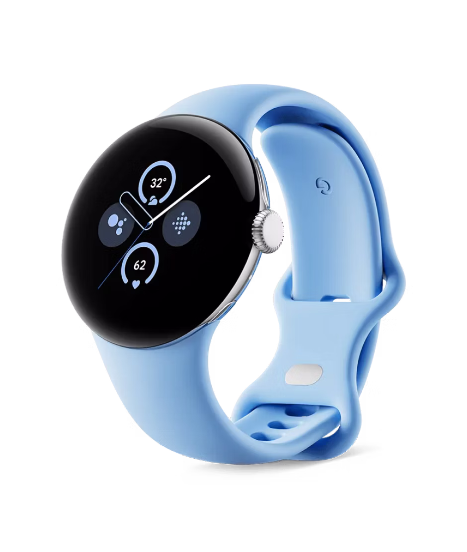 Google Pixel Watch 2 Bluetooth/Wifi Polished Silver Aluminum Case / Bay Active Band