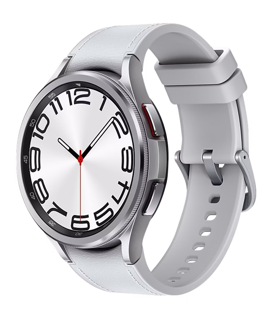 Samsung Galaxy Watch 6 Classic Bluetooth 47mm Silver Case with Silver M/L Hybrid Eco-Leather Band