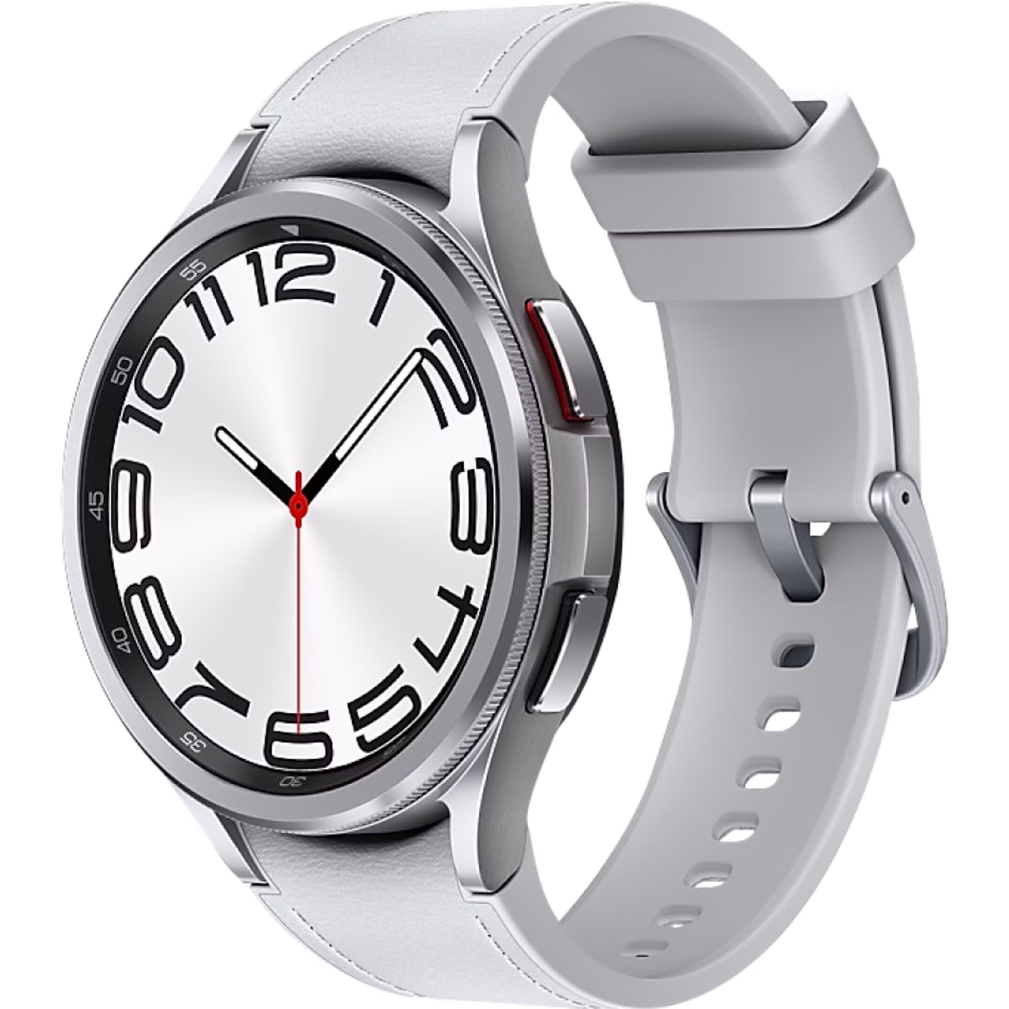 Samsung Galaxy Watch 6 Classic Bluetooth 47mm Silver Case with Silver M/L Hybrid Eco-Leather Band