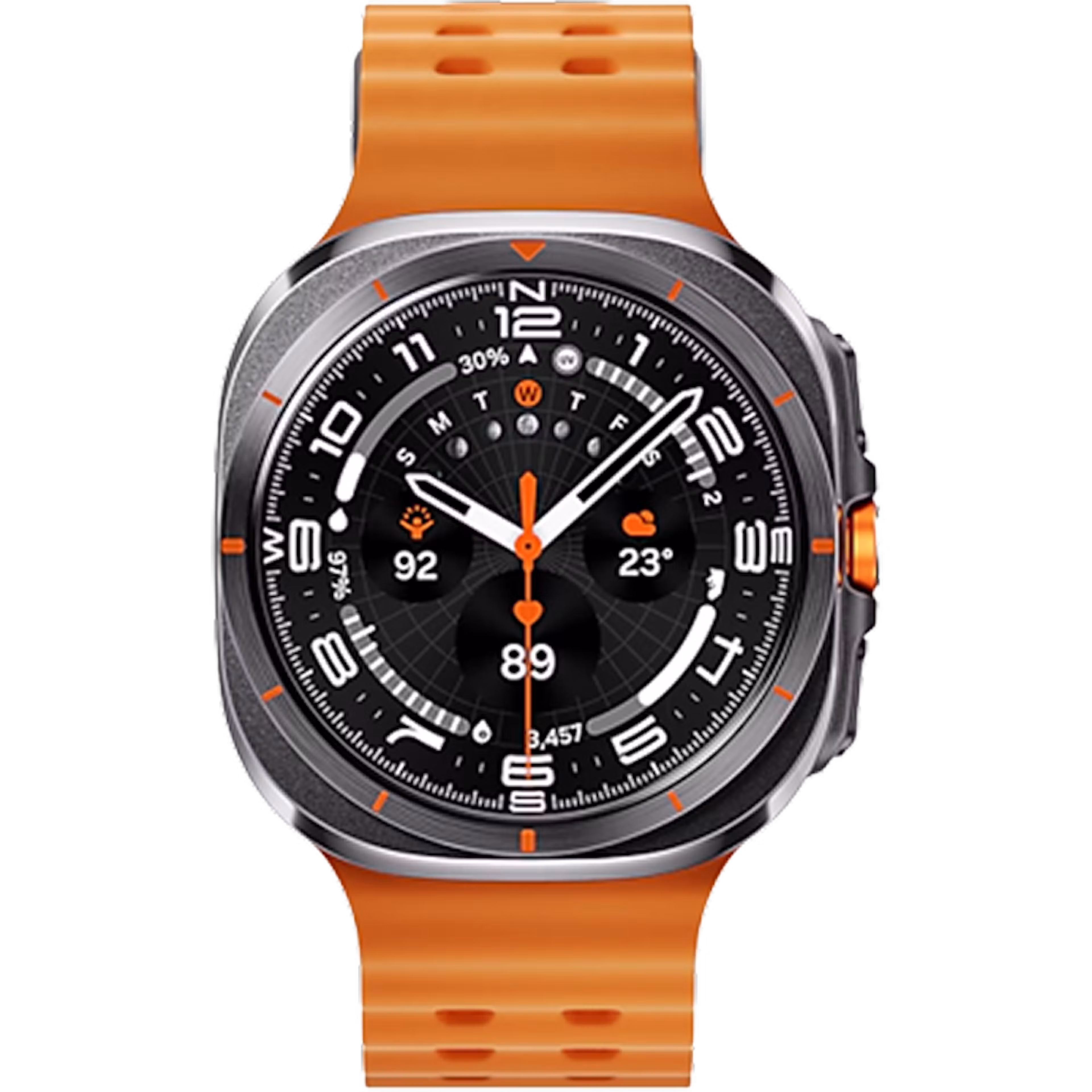Samsung Galaxy Watch Ultra (2025) 4G LTE 47mm Titanium Grey Case with Orange Marine Band S/M/L