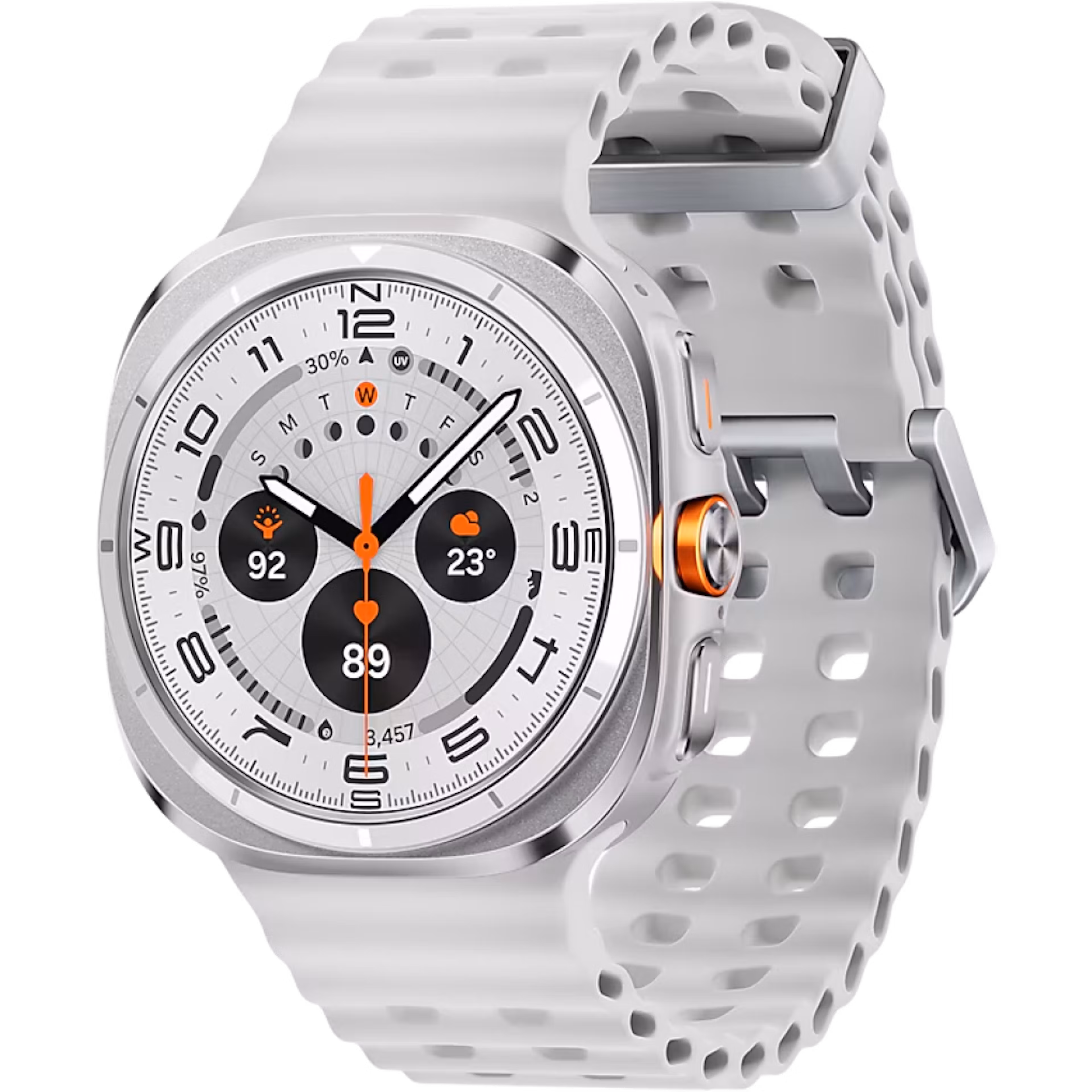 Samsung Galaxy Watch Ultra Bluetooth + 4G 47mmm Titanium White Case with White Marine Band S/M/L