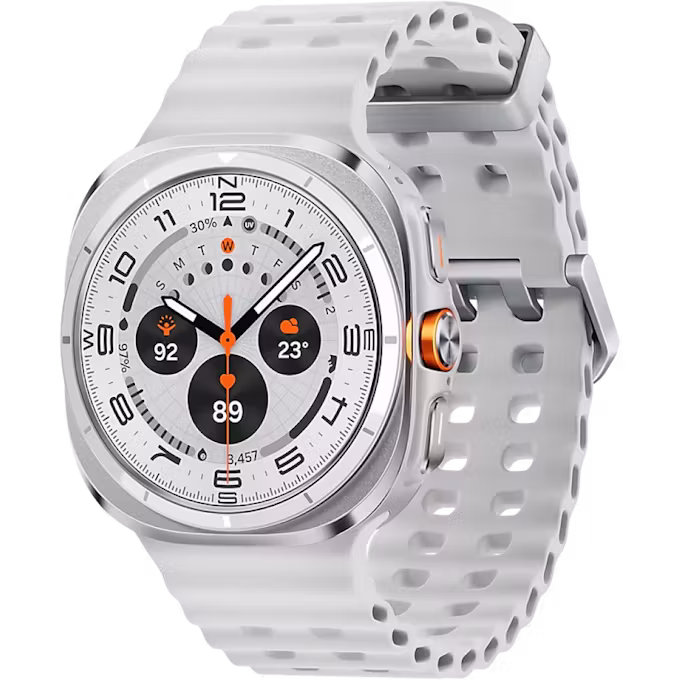 Samsung Galaxy Watch Ultra Bluetooth + 4G 47mmm Titanium White Case with White Marine Band S/M/L