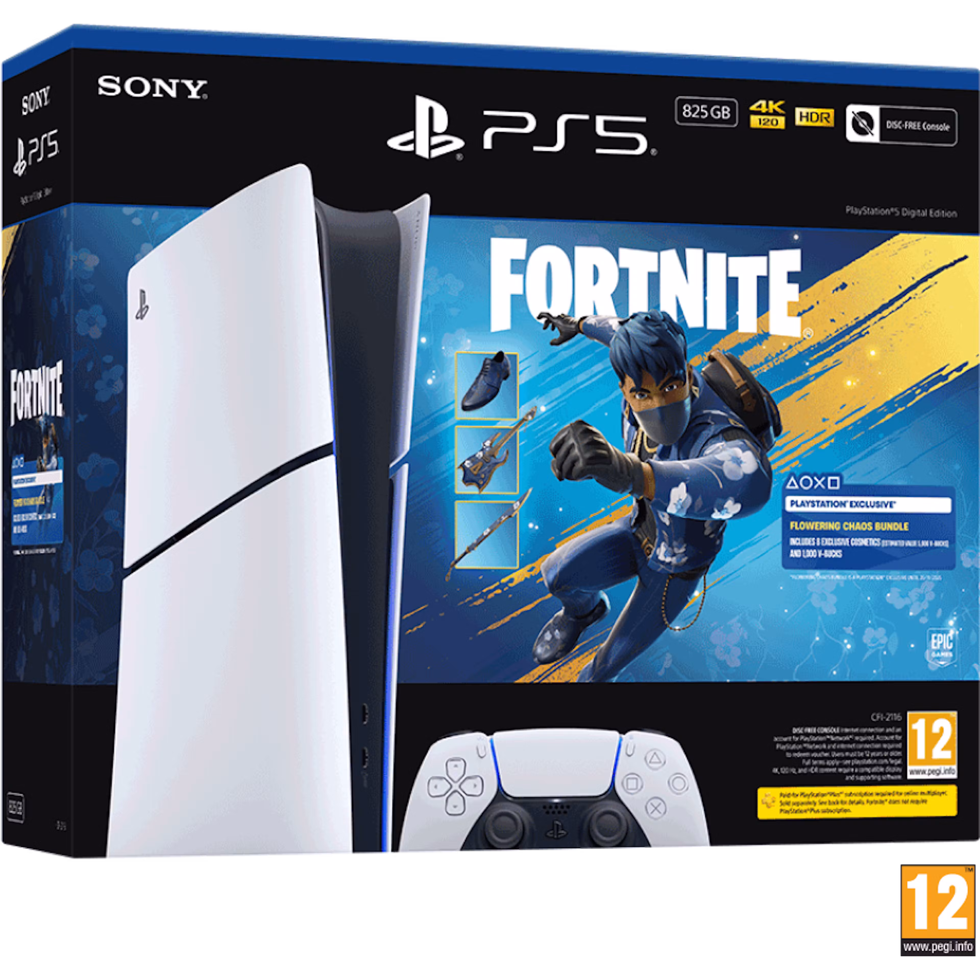 Sony PlayStation®5 Digital Edition Console - 825GB - Fortnite Flowering Chaos Bundle