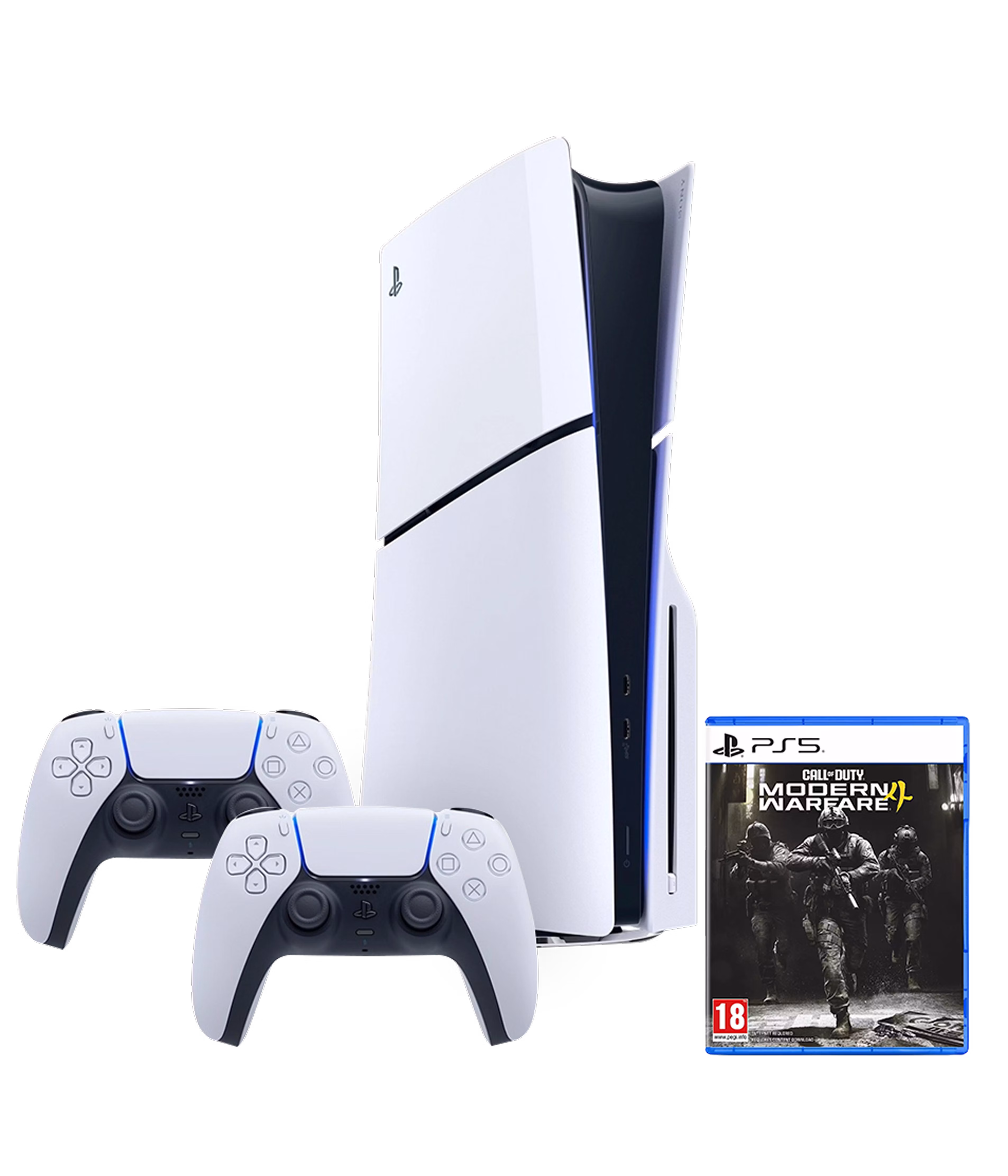 Sony PlayStation®5 Console 1TB - Two DualSense® Wireless Controllers Bundle with Call of Duty: Modern Warfare 4