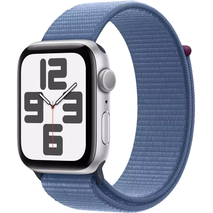 Apple Watch SE (2023) GPS 44mm Silver Aluminium Case with Winter Blue Sport Loop
