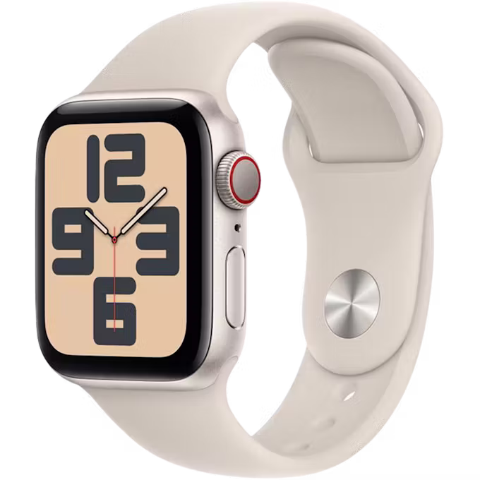 Apple Watch SE (2023) GPS + Cellular 40mm Starlight Aluminium Case with Starlight S/M Sport Band