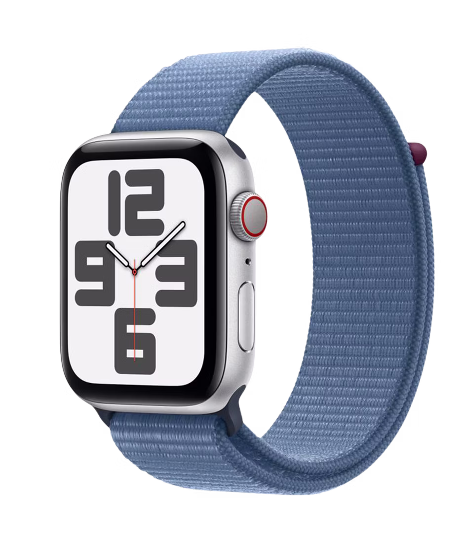 Apple Watch SE (2023) GPS + Cellular 44mm Silver Aluminium Case with Winter Blue Sport Loop