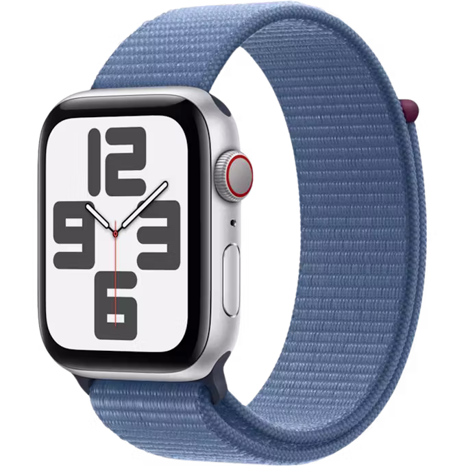 Apple Watch SE (2023) GPS + Cellular 44mm Silver Aluminium Case with Winter Blue Sport Loop